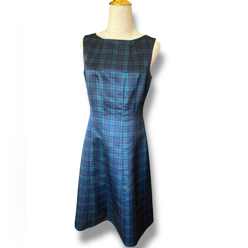 Brooks Brothers 346 Sheath Fit & Flare Dress Black Watch Tartan Plaid Size 4 NWT - Picture 3 of 16